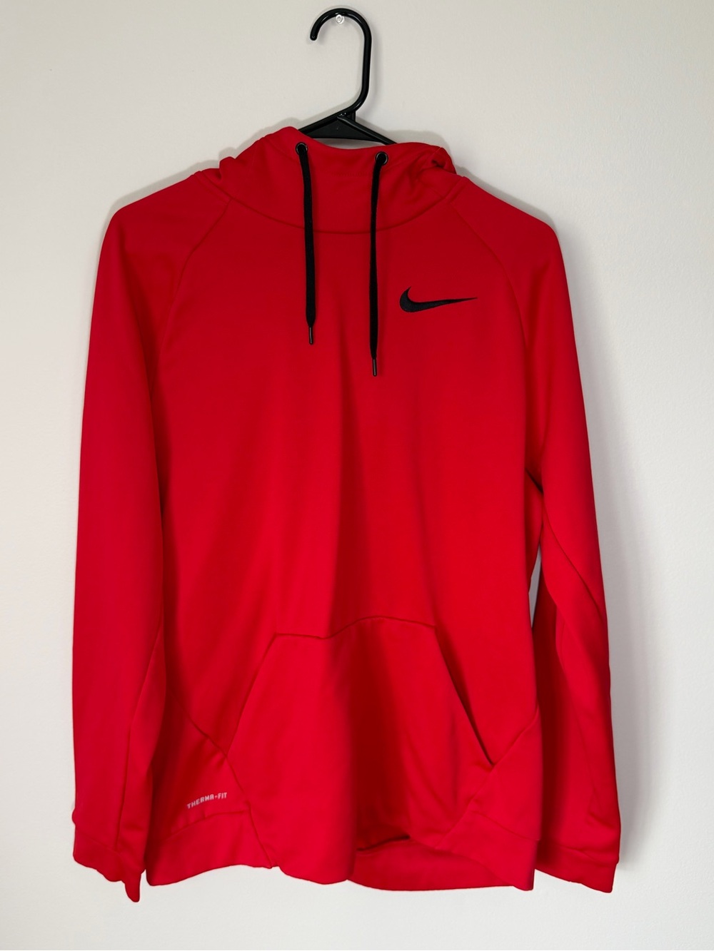Nike Red Men's Performance Pullover Hoodie with Black Swoosh